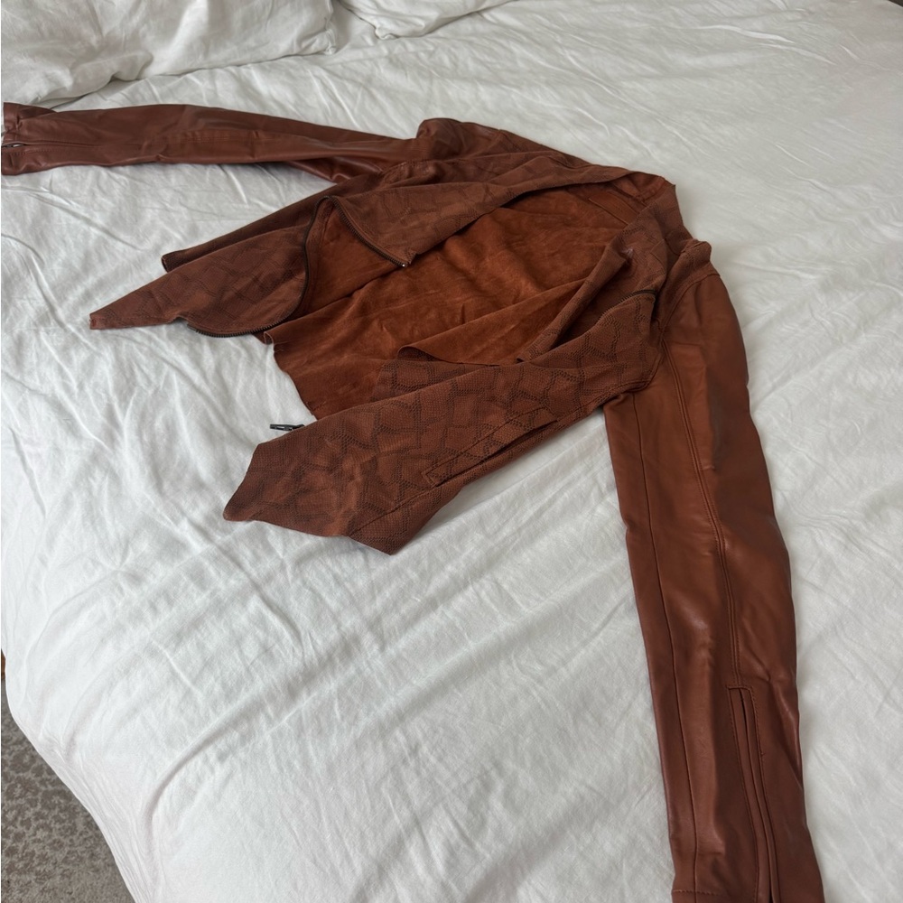 Women's Snake Skin Leather and Suede Bomber